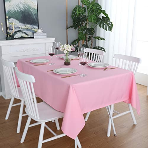 FOLINSHOME Pink Rectangular Table Cloth in Heavy Duty and Water Resistant PolyesterWrinkle Free Spillproof and Washable Tablecloths 60 x 120 inchTable Cover for Indoor and OutdoorOblongRectangle