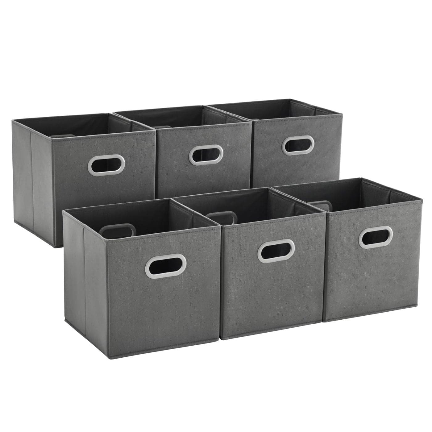 MAX Houser Fabric Storage Bins Cubes Baskets Containers with Dual Plastic Handles for Home Closet Bedroom Drawers Organizers Cattail Gray