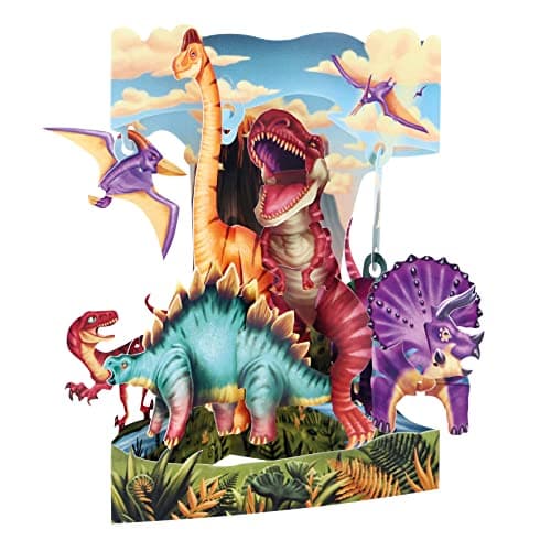 SANTORO Swing Card 3D Pop Up Greeting Card Dinosaurs For Boys Kids Son Grandson Dinosaur Card For Birthday Land of the Dinosaurs
