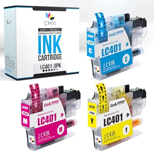 CMYi LC401 Replacement Combo Pack Ink Cartridge for Brother DCP-J1800DW, MFC-J1010DW, J1012DW, J1170DW, J1800DW Printers (1 Cyan, 1 Magenta, 1 Yellow)