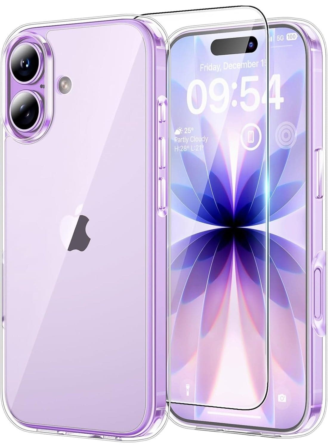 For iPhone 17 Case with 1-Pack Screen Protector, Camera Lens Full Protection, Shockproof Transparent Back Bumper Phone Cover - Clear
