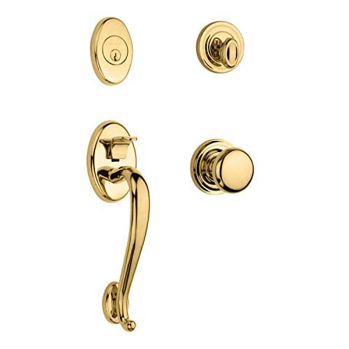 Baldwin Estate Polished Brass Logan Single Cylinder Sectional Handleset with Classic Round Knob, 85315.003.ENTR