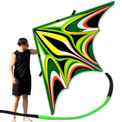 SGftre Delta Kite for Kids AdultsExtremely Easy to Fly for BeginnersKites for Beach Trip Park Family Outdoor Activities Large Power TriancleGreen Extra Large