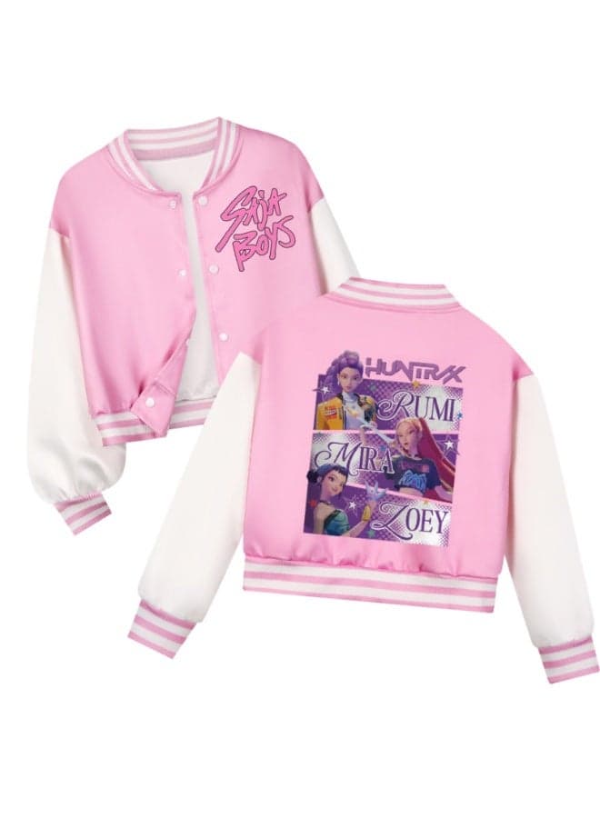 KPop Demon Hunters Korean Children's Baseball Uniform Fashion Cardigan Jacket — 140