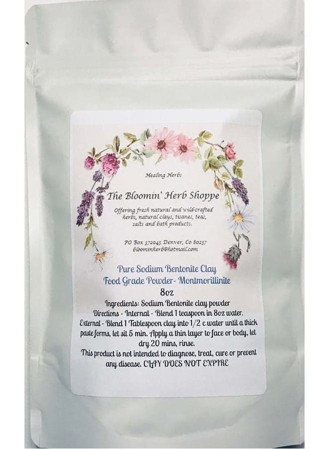 Bentonite Clay Montmorillonite Fine Powder ~ 8oz ~ NATURAL FOOD GRADE POWDER from Wyoming ~ Detoxification ~ White Label Premium Herbs & Spices Sodium Bentonite (Montmorillinite)