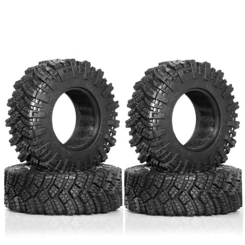 Chanjorlin 19 RC Tires OD 98mm 110 Rubber All Terrain Mud Crawler Tyres with Foam for 110 Rock Crawler Car Axial SCX10 SCX10 III AXI03007 D90 TF2 MST Tamiya RR10 Beadlock Wheels Hubs 4PCS