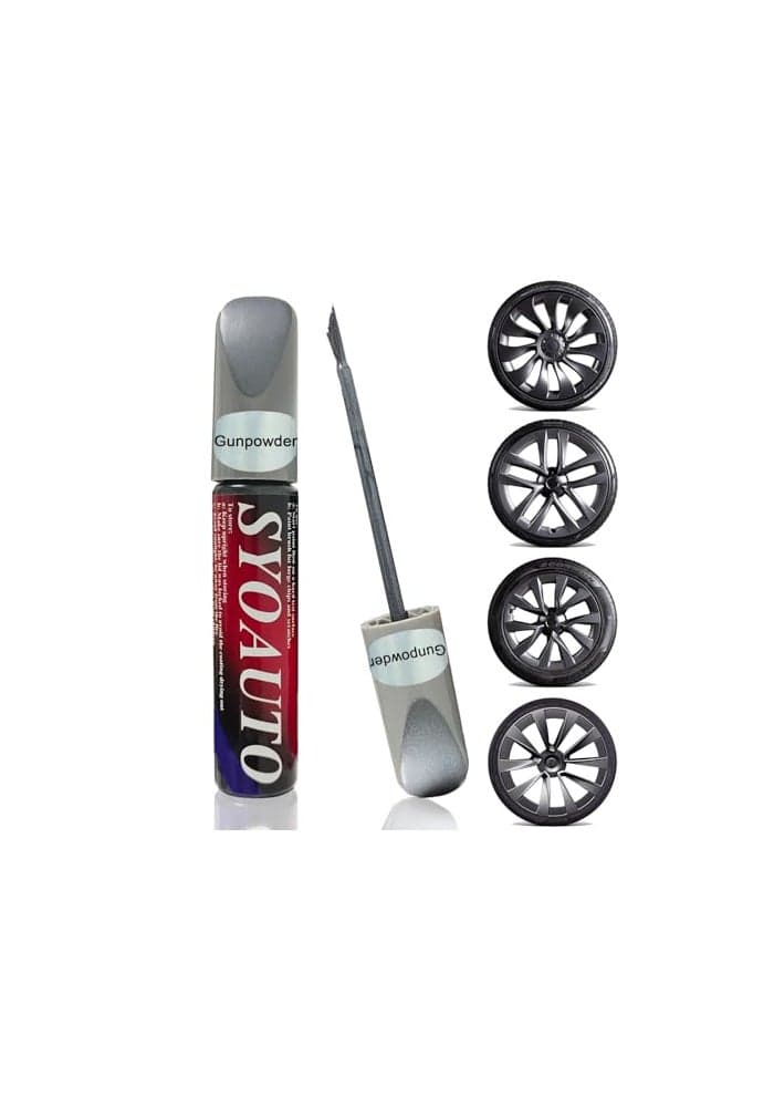 SYOAUTO Gunpowder Rim Touch Up Paint For Tesla Model Y 3 S X UberturbineArachnidCybersteamTurbine Wheel Touch Up Paint Rim Scratch Repair Wheel Curb Rash Paint PenGunpowder