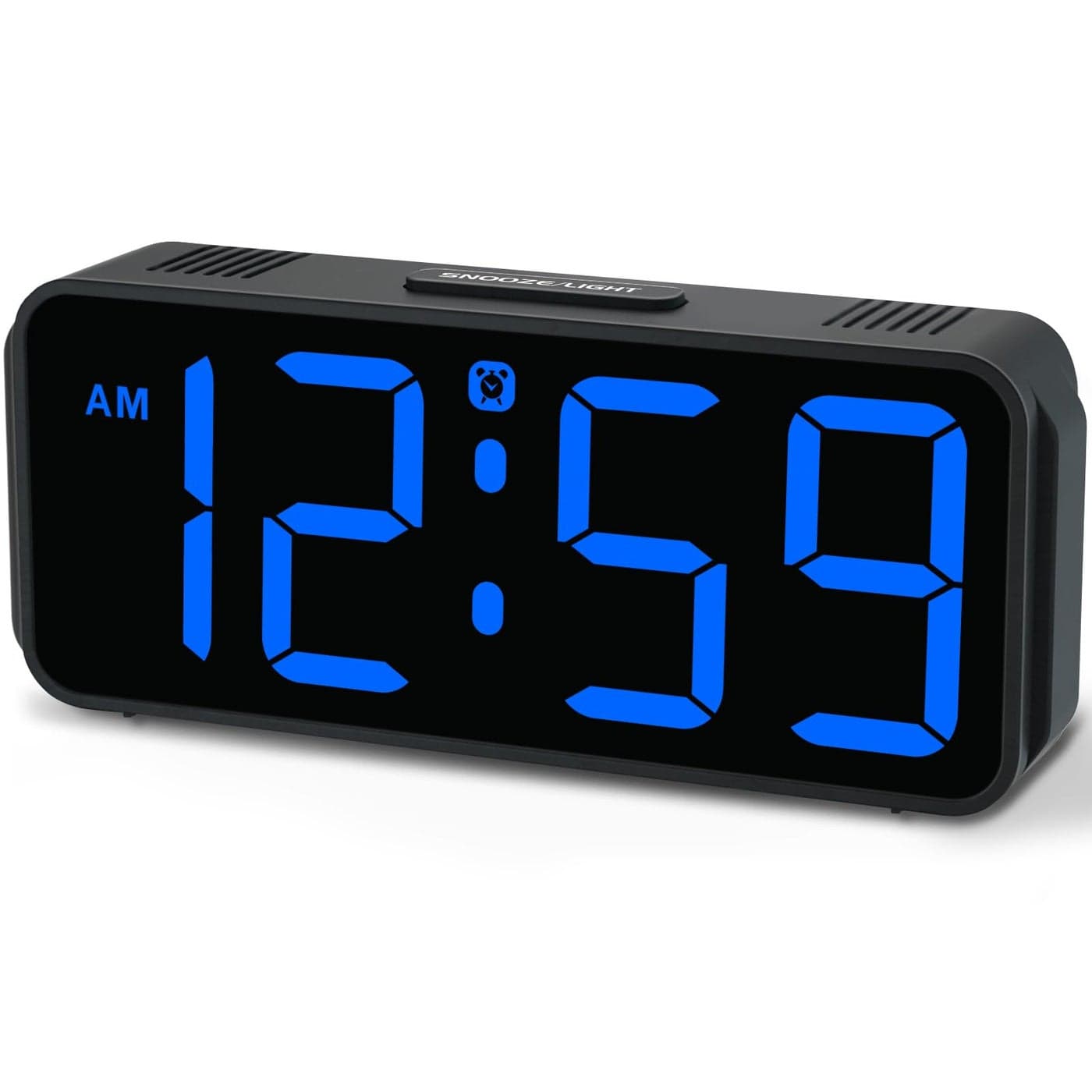 Peakeep Small Digital Alarm Clock Plug in for Bedrooms Bedside Tiny Electric Clock Large Big Numbers Display with Battery Backup for Desk Table 6 Dimmers 5 Adjustable Alarm Volumes Blue