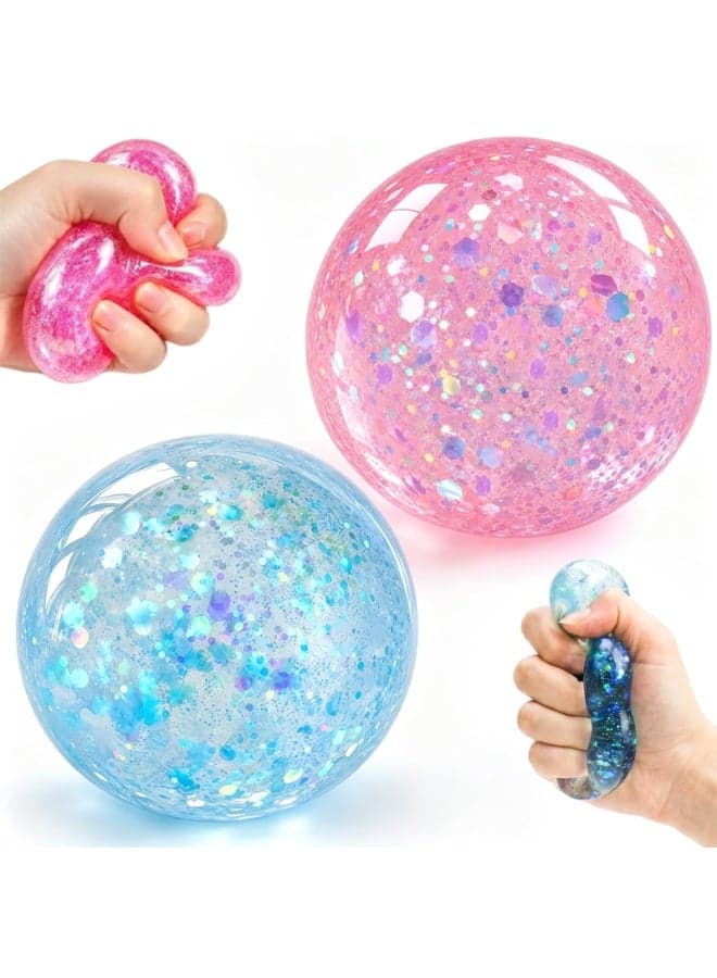 2 Pcs Coconut Oil Squishy Stress Balls, Non-Sticky Slow Rising Squeeze Ball, Shapeable Stress Relief Balls, Portable Desk Fidget Toys for Relaxation & Focus for Adults