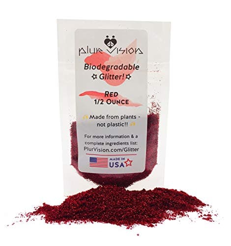 Biodegradable Glitter Made from Plant Cellulose Earth Friendly Perfect for Body Cosmetics Crafts DIY Projects Can be Mixed with Lotions Gels Oils Face Paint 12 Ounce Red