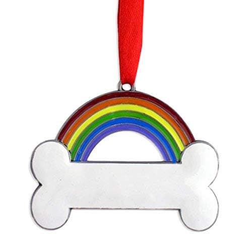 Dog Memorial Ornament - Rainbow Bridge Christmas Ornaments - Loss of a Pet - Sympathy Gift - Dog Bone Shaped Ornament - Measures 2.5" x 2"