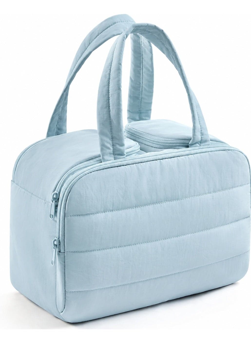 Double Wide Opening Large Capacity Makeup Bag, Premium Portable Travel Cosmetic Bag, Fluffy Toiletry Storage Organizer for Women(blue)
