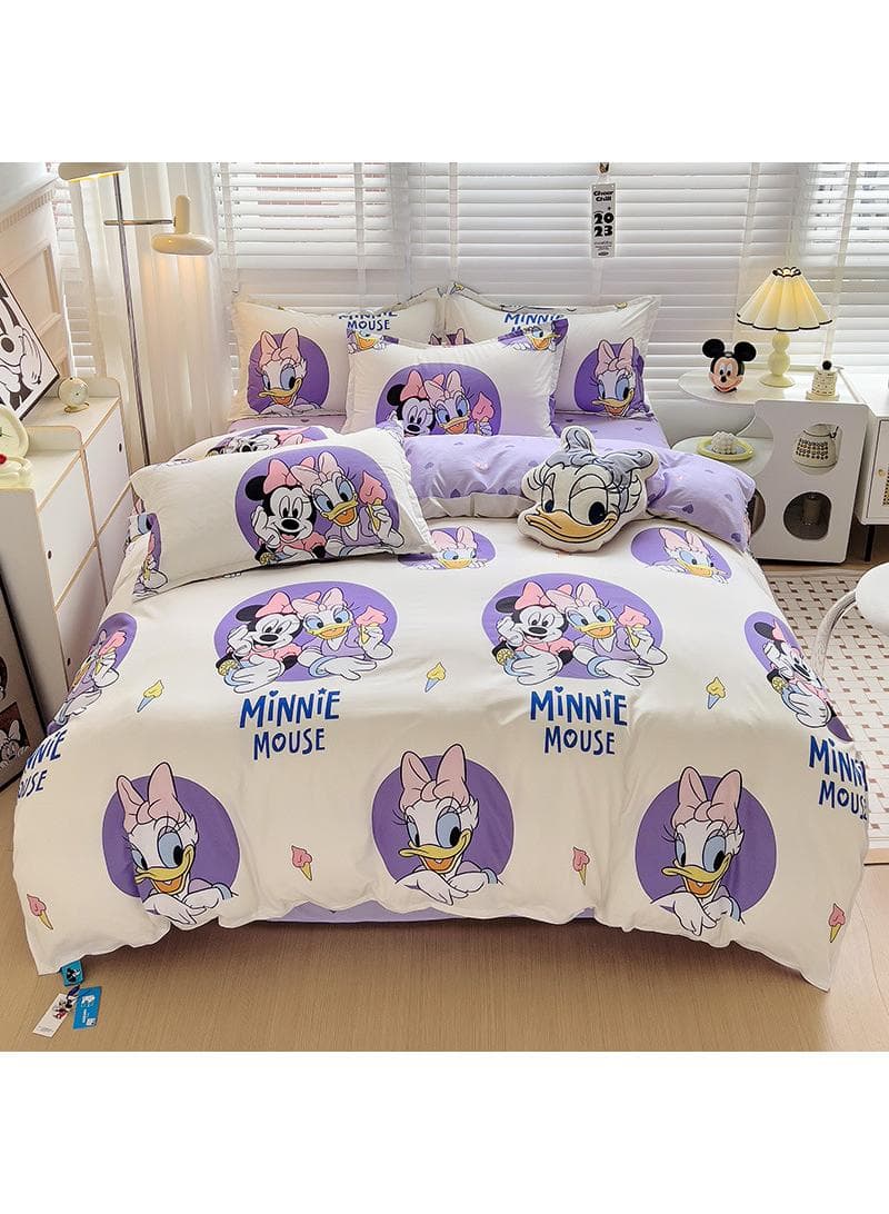 Full Size Sheet Set Super Soft Kids 4 Piece Floral Bedding Set Microfiber Sheets Includes Reversible Pillow Covers