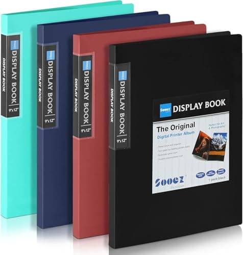 Sooez 30Pocket Binder with Plastic Sleeves 9x12 Heavy Duty Art Portfolio Folder with Clear Sheet Protectors Display 60 Pages Presentation Book for Artwork Document Organizer Binder 4 Pack