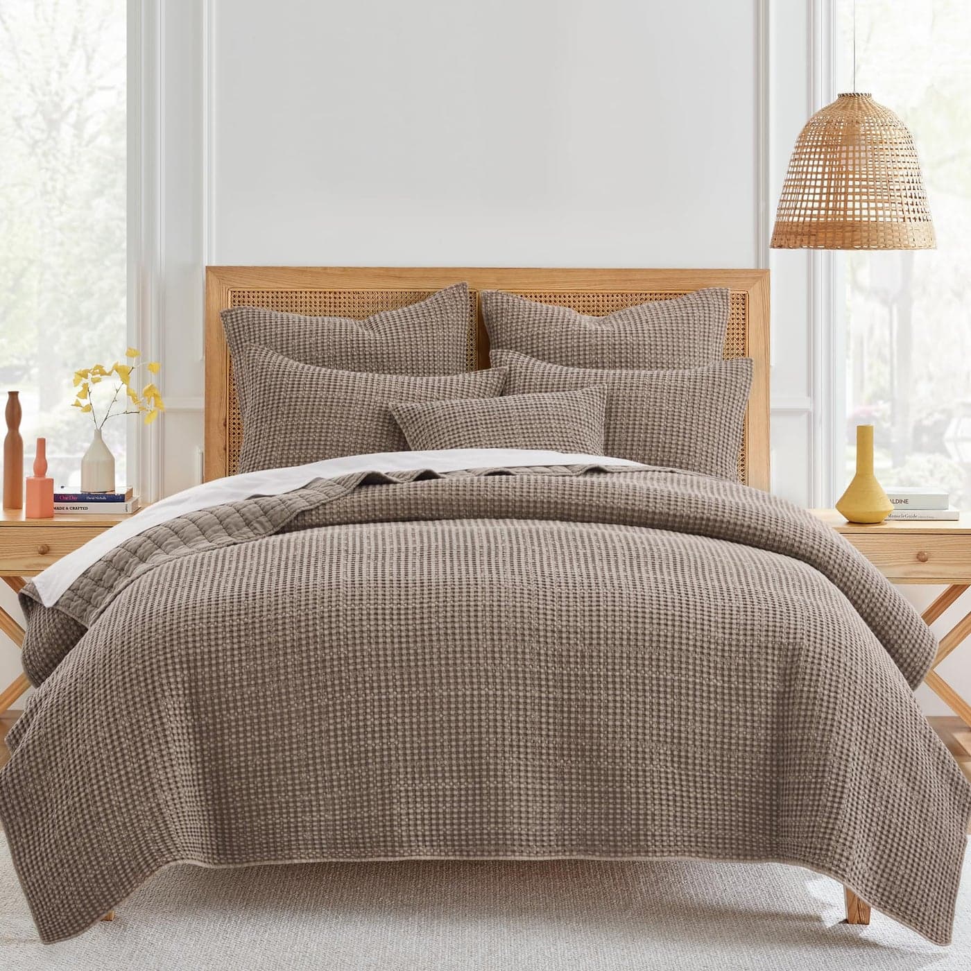 Levtex Home Mills Waffle KingCal King Quilt Set Cocoa Cotton Waffle Quilt Size 106 x 92in Sham Size 36 x 20in