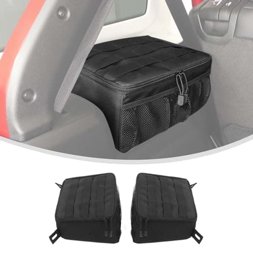 Linskip for 2024-2025 Jeep Wrangler Storage Trunk Organizer, Wheel Well Storage Bag Compatible with 2024 2025 Jeep Wrangler JL, Bolted Straps-Grid Organizer-Mesh Cargo Net-Multi Compartment