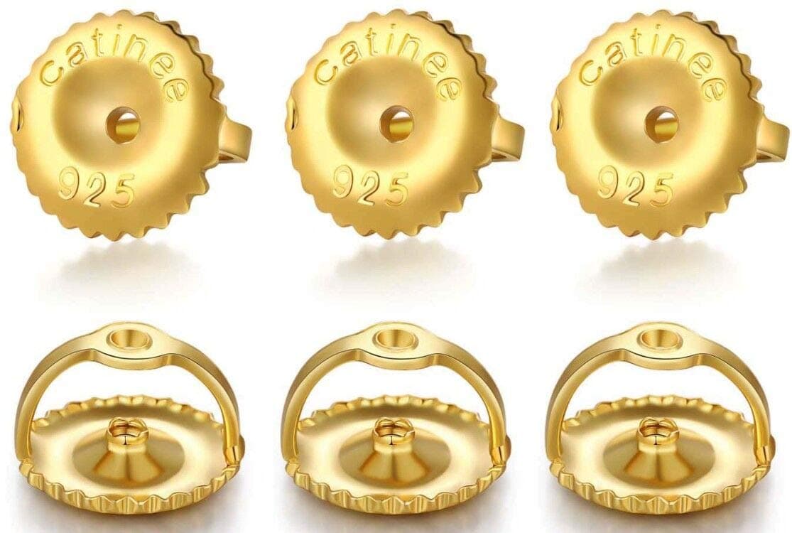 3 Pairs Screw Earring Backs for Studs 14K Gold Plated 925 Silver Secure Locking Hypoallergenic Screw Earring Backs ReplacementScrew Backs Fit forThreaded Post 00326mm