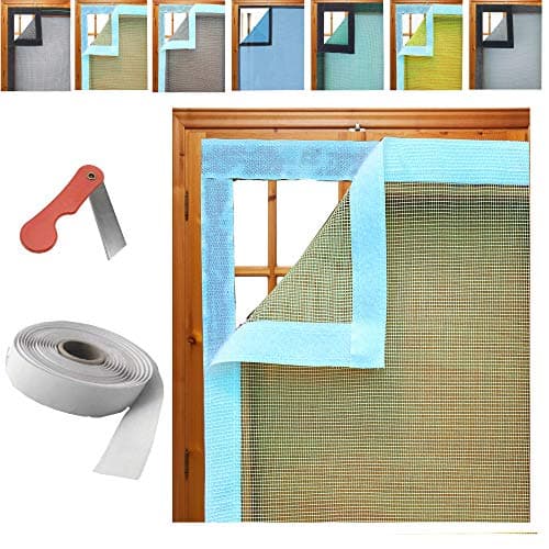 UR LITTLE SHOP Stitched Fiberglass Mosquito Net for Windows 1 Year Guarantee 5/4 Feet ( 150/120 Cm ) 59/47 Inch with Self Adhesive Hook_Ivory Color