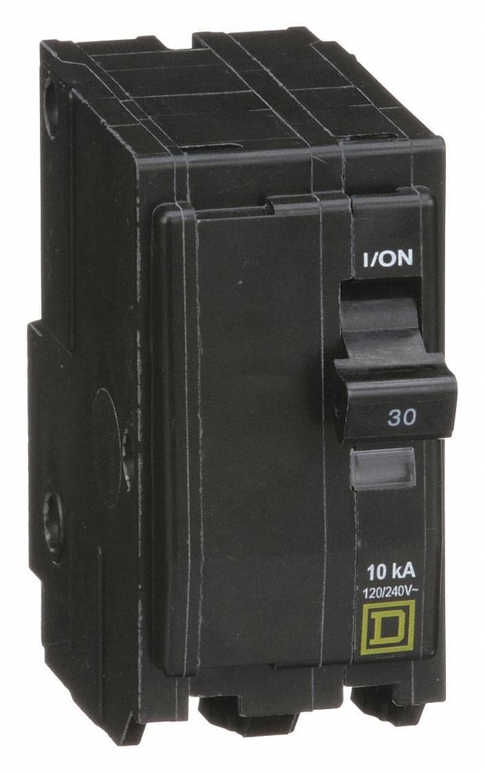 Square D QO230 Miniature Circuit Breaker, 120/240 VAC, 30 A, 10 kA Interrupt, 2 Poles, Thermal Magnetic Trip