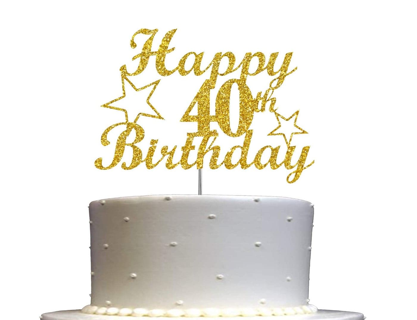 Festiko®40 Birthday Cake Topper Gold Glitter, 40th Party Decoration Ideas, Cake Decoration, Sturdy Glitter.