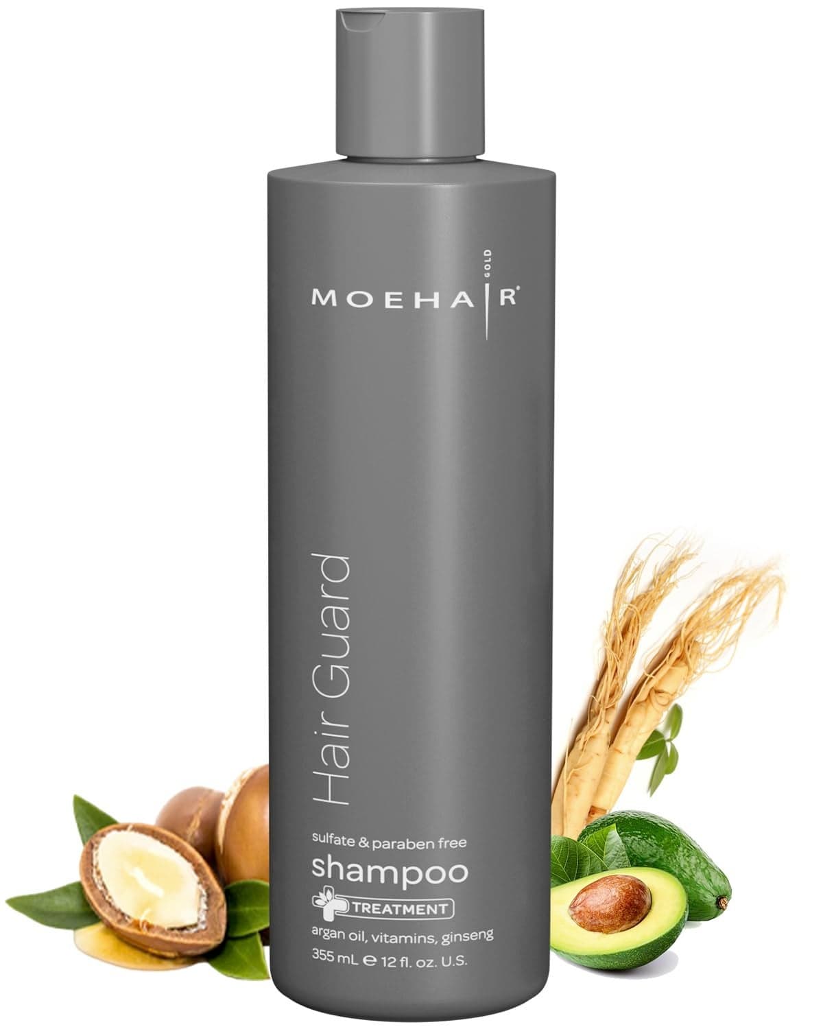 MOEHAIR Hair Guard Shampoo Stimulates Hair Follicles Hair thickening and Volumizing Infused with Argan Oil Ginseng Vitamins Paraben Sulfate Free Shampoo 12 Fl Oz