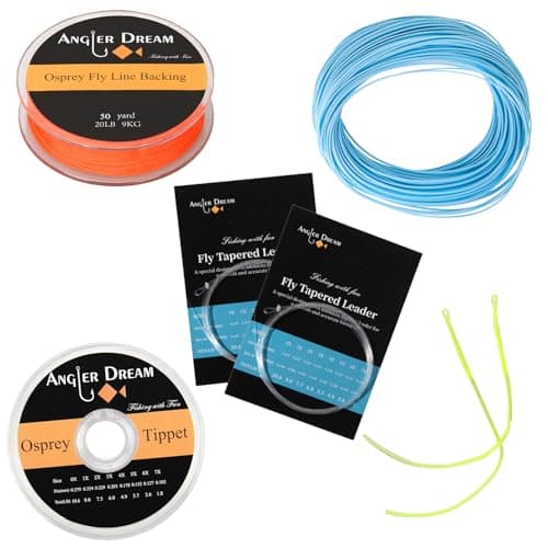 ANGLER DREAM Blue Floating 2F WF Fly Fishing Line Kit 2WT Fly Fishing Line Leader Braided Backing Fish Line