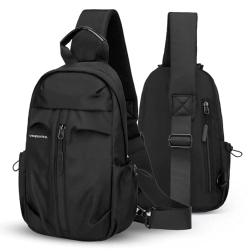 VERSATTA Small Sling Crossbody Backpack with RFID Pocket Adjustable Shoulder Bag for Men Women Lightweight One Strap Backpack for Hiking Mini Travel Crossbody Bags for Women Chest Bag with USB Port