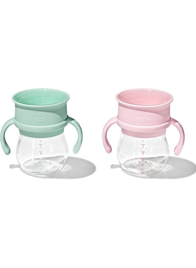 OXO Tot Transitions 360 Cup 6 oz. with Handles - Opal and Blossom - 2 Pack
