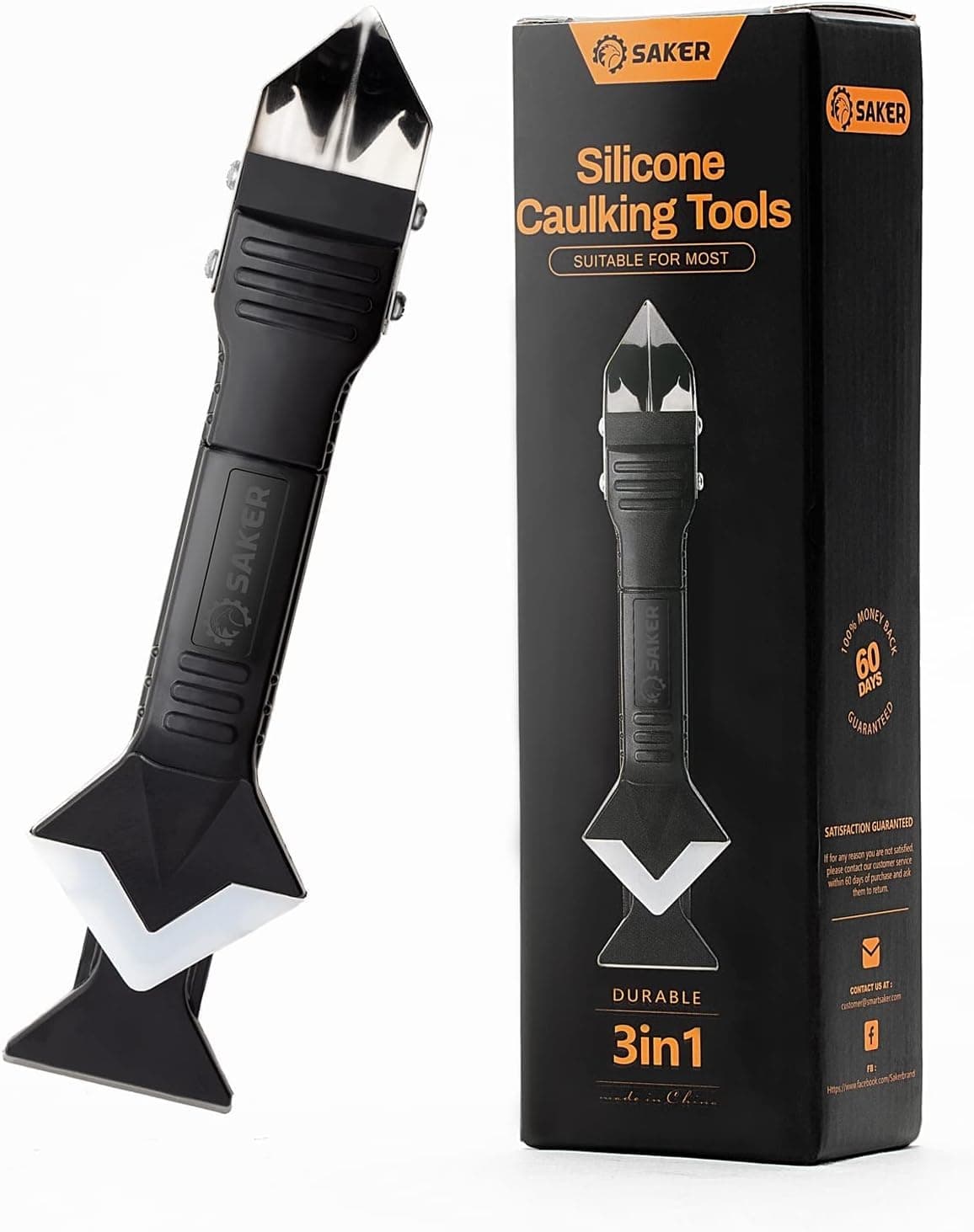 Saker Silicone Caulking Tools3 in 1 Sealant Finishing Tool Grout Remove Scraper Stainless SteelheadCaulk Remover Glass Glue Angle Scraper for BathroomKitchenFloorWindowSink JointFrames Seal