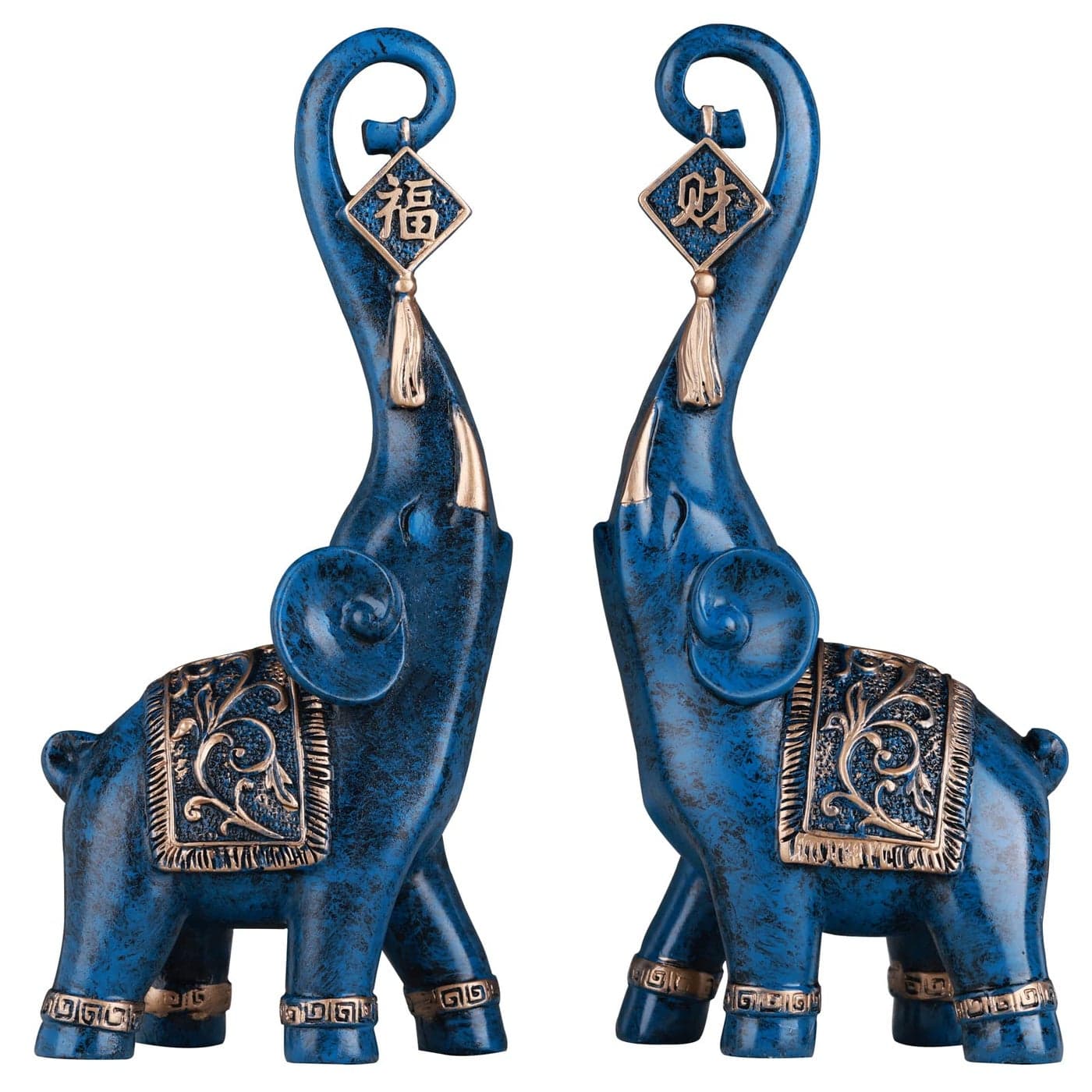 DOVDOV Elephant Statue Blue Elephant Home Decoration Good Luck Elephant Statue Decoration Home Elephant Gift Living Room Entrance Shelf Decorations 2 Pack