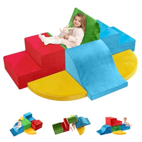 JWPEHOE 7Piece Toddler Climbing Toys Indoor Foam Climbing Blocks Soft Play Structures Climbing Toys for 1 Year Old MultiColor Combinations Climbing Blocks Indoor for Toddler13 Infant Baby