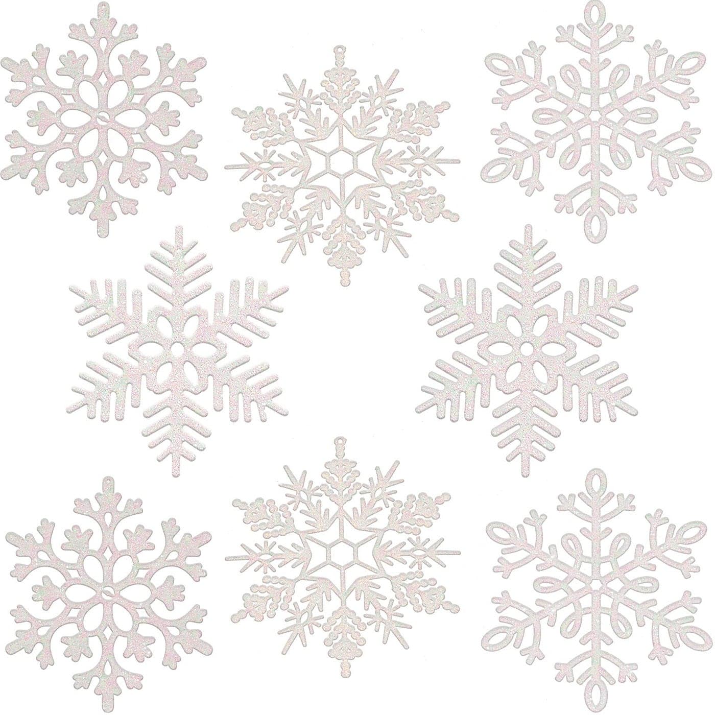 Sumind Large Snowflakes Extra Large Outdoor Christmas Ornaments Glittered Snowflakes Decorations Oversized Christmas Ornaments Snowflake Window Hanging Decorations 8 PcsWhite