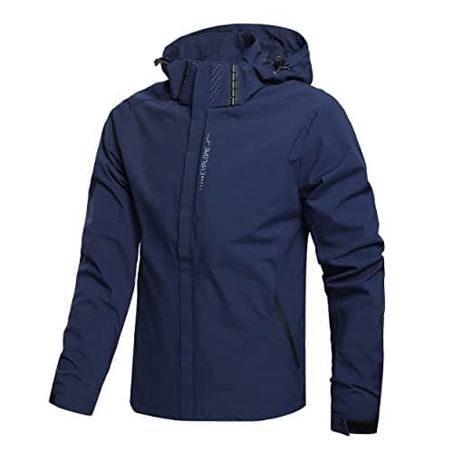 Hikevitang Men's Lightweight Waterproof Rain Jacket,Shell Hooded Outdoor Raincoat Hiking Windbreake jacket