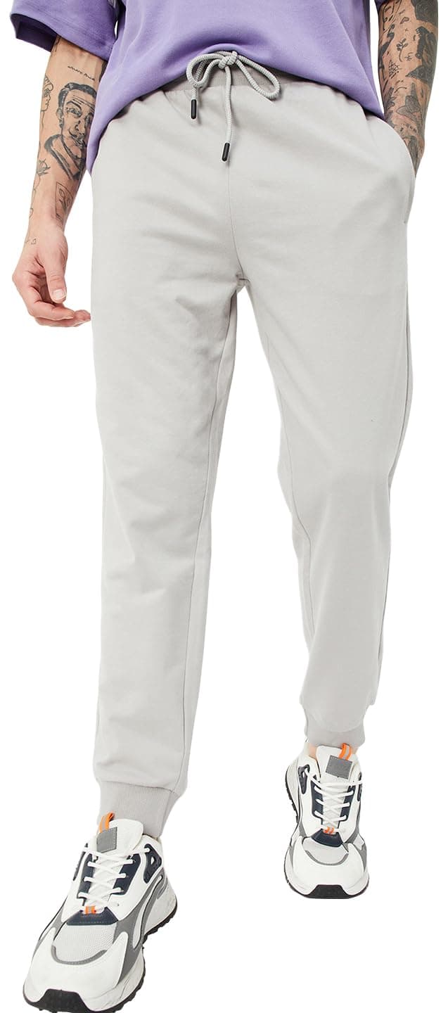 Max Men's Regular Fit Mid Rise Jogger Pants (Grey_XL)
