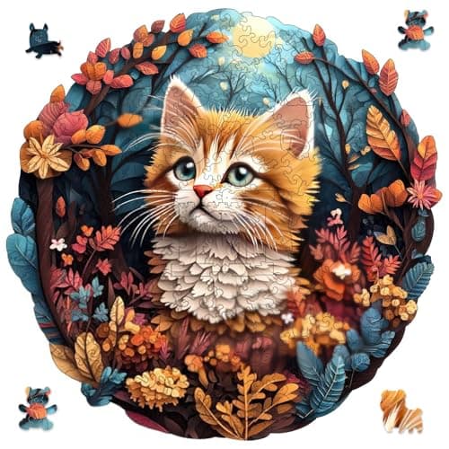 Qiuenisray Wooden Puzzle Cute Cat Puzzle 500 Pieces Unique Shape Advanced Wooden Jigsaw Puzzle Challenge Jigsaw Puzzle for Family Game169 x 168 in