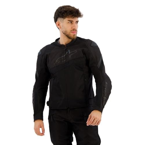 Alpinestars T-GP Plus V4 Airflow Jacket, Lightweight Mesh Construction, CE-Certified, Sport Fit, DFS Shoulder Protection, Hot Weather Riding Gear, L, Black/Black