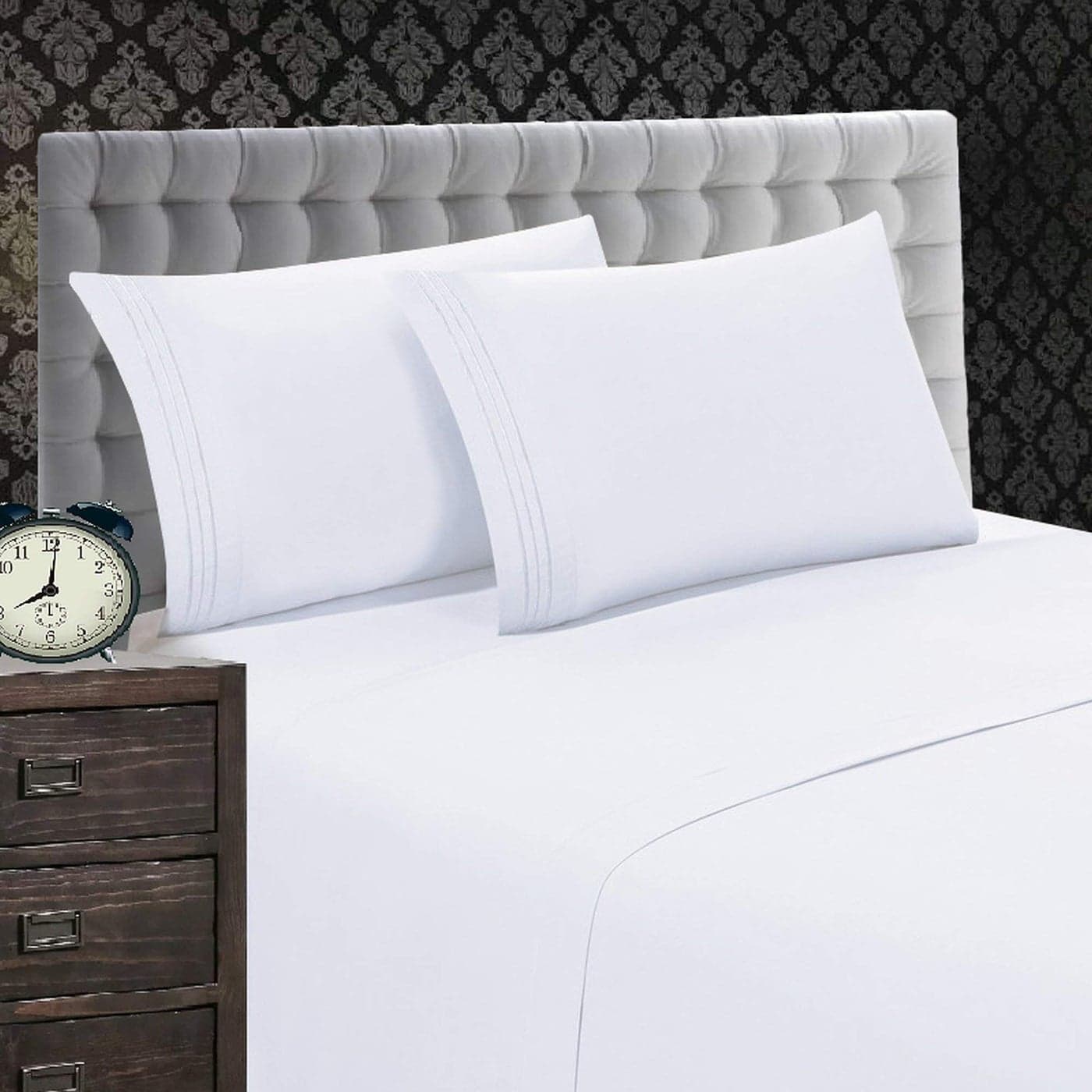 Elegant Comfort 1500 Premier Wrinkle Fade Resistant 4 pc Sheet Set Deep Pocket Up to 18 and Colors Queen White