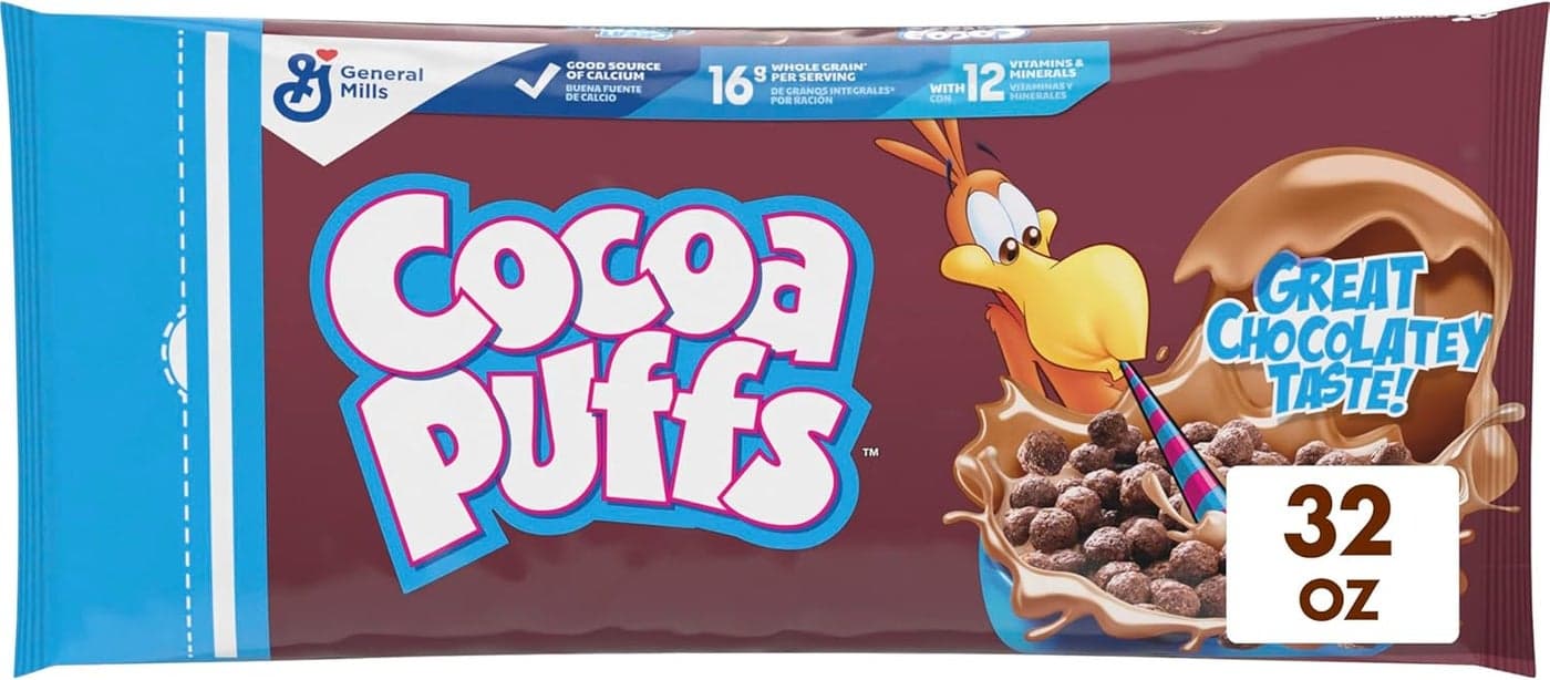 Cocoa Puffs Chocolatey Breakfast Cereal, Whole Grain, 32 oz Resealable Bag