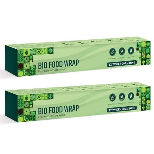 Robustt 200 Meter x 12 Inches Bio Food Wrap Cling Film for Food Wrapping (Pack of 2) | Keeps Food Fresh Eco-Friendly Transparent Wrapping roll | Ideal Cling Film for Food Wrapping
