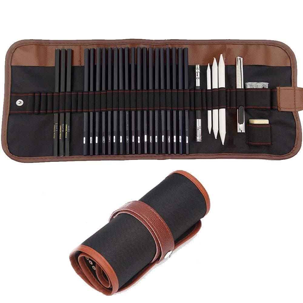 MAHOSTAV Sketching Pencil Set Professional Sketching Drawing Art Tool Kit with Graphite Pencils Charcoal Pencils Paper Erasable Pen Craft KnifeLightwish
