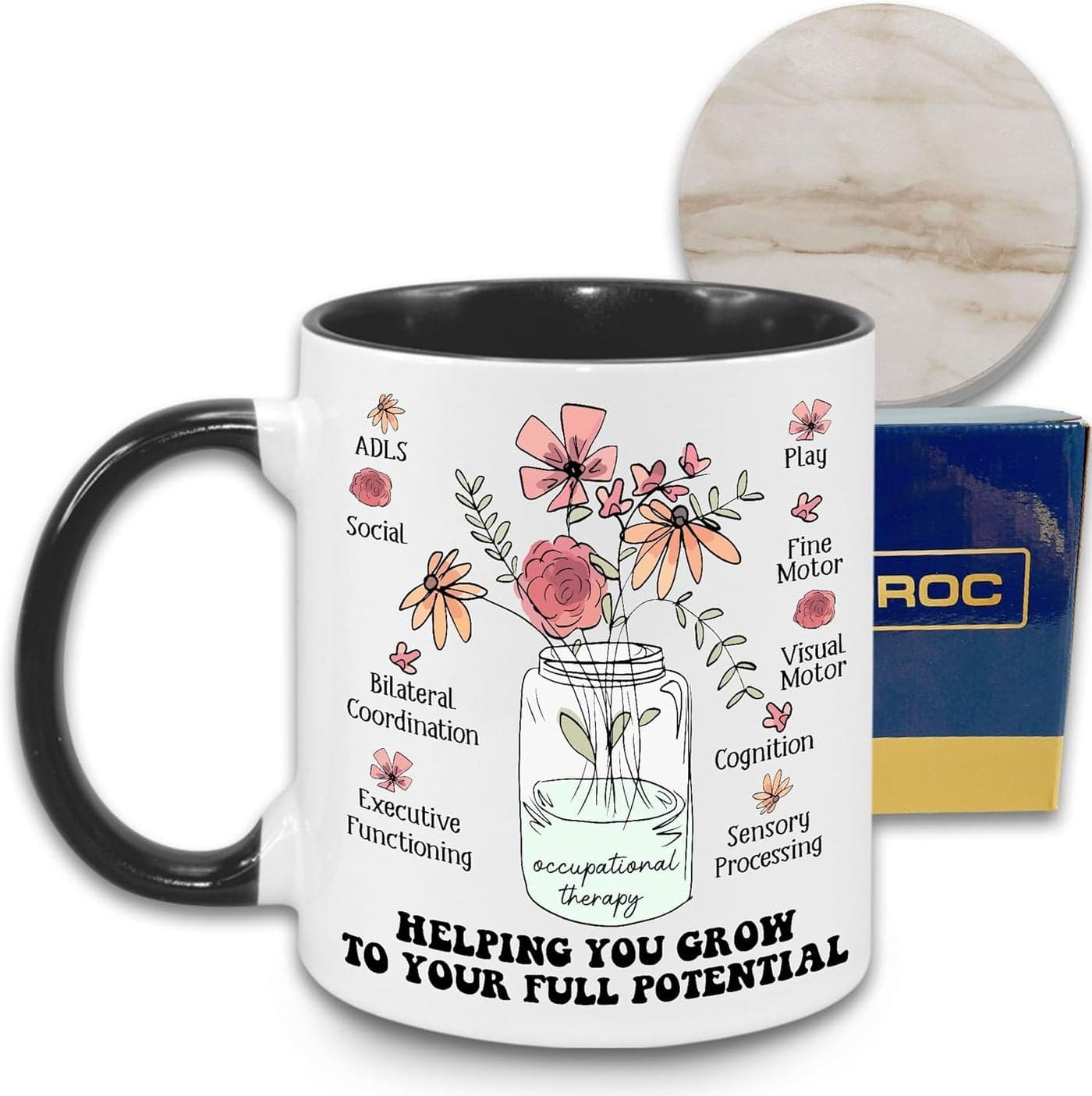 Occupational Therapy Gifts Mug Ceramic 11oz with Coaster Occupational Therapist Appreciation Gifts For Women COTA OT Therapist Assistant Coffee Cup For Office Work Accessories