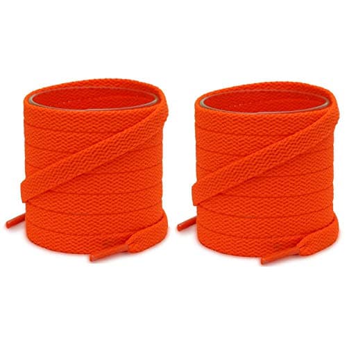Lify 2 Pair Polyester Flat Shoe Laces for Athletic, Running - 5/16 Wide Shoelaces for Sneakers Shoes Boot Strings (120CM (47.25-Inch), Orange)