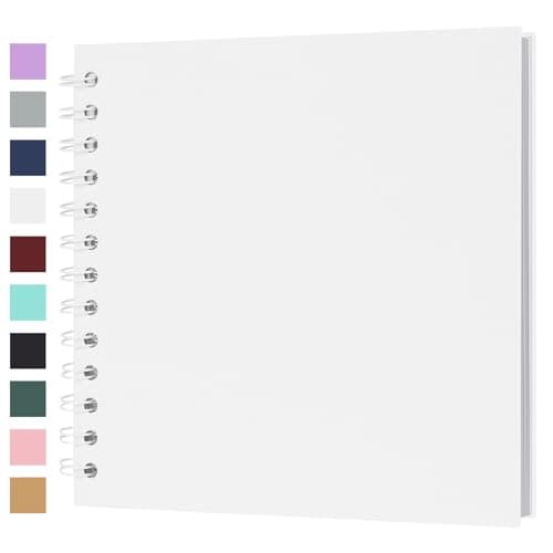 Scrapbook Album 7x7 Inches 40 Pages Hardcover Kraft Paper Photo Album Scrap Book Memory Book Blank DIY Scrapbook Albums for Boyfriend Wedding Baby Travel Anniversary Family, White