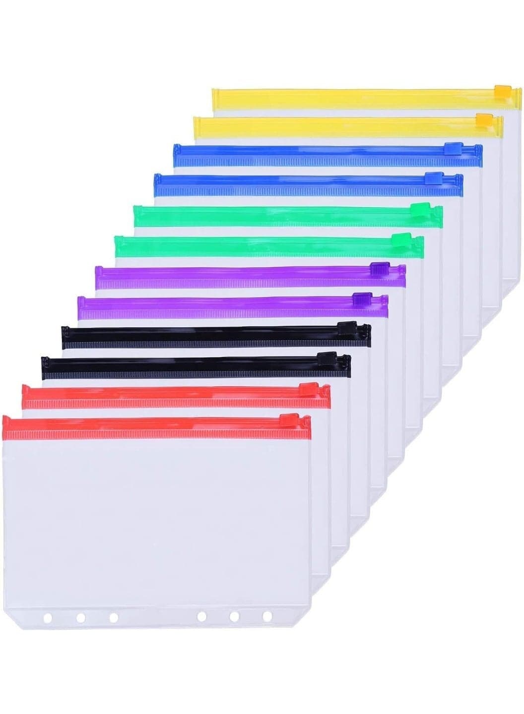 12 Pack PVC Zipper Pouch, Waterproof Zipper Bag, Multipurpose Document Bag, Cosmetic Travel Supplies Bag, A5 Size for School, Board Games and Office Supplies, 6 Colors