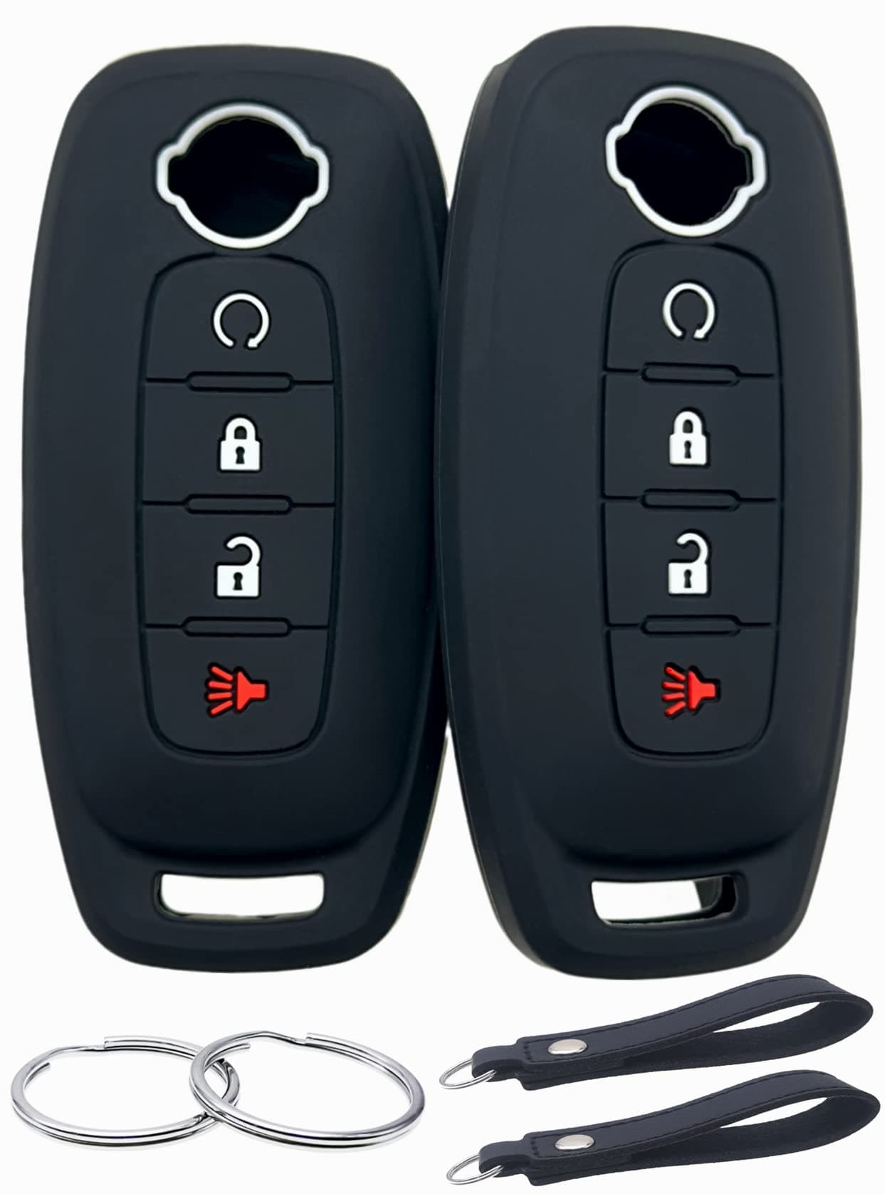 REPROTECTING Silicone Rubber Key Fob Cover Compatible with Nissan Pathfinder Rogue Kicks 4 ButtonsRemote Start BlackBlack