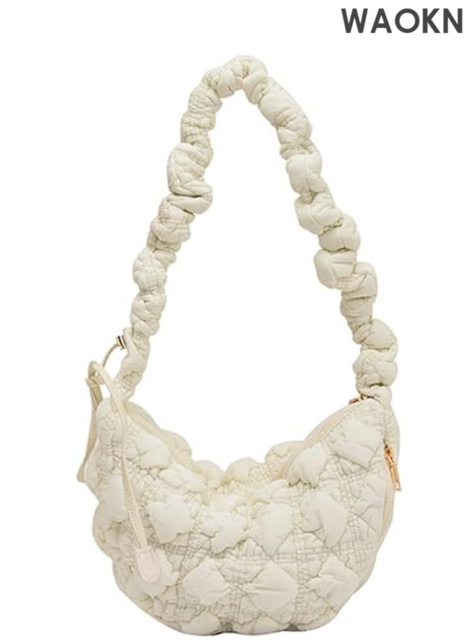 Women's Quilted Shopper Bag, - Padded Single Shoulder Shopper Bag, Solid Quilted Messenger Bag, Chest Bag, Crossbody Bag for Work and Travel (White).