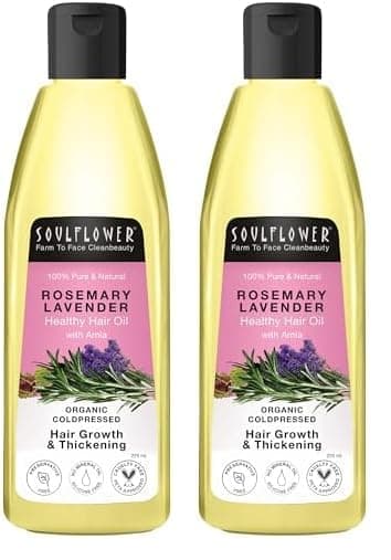 Soulflower Rosemary Lavender Hair Oil for Healthy Hair Scalp Hair Roots 100 Pure Natural Undiluted Coldpressed Oil 225ml Pack of 2