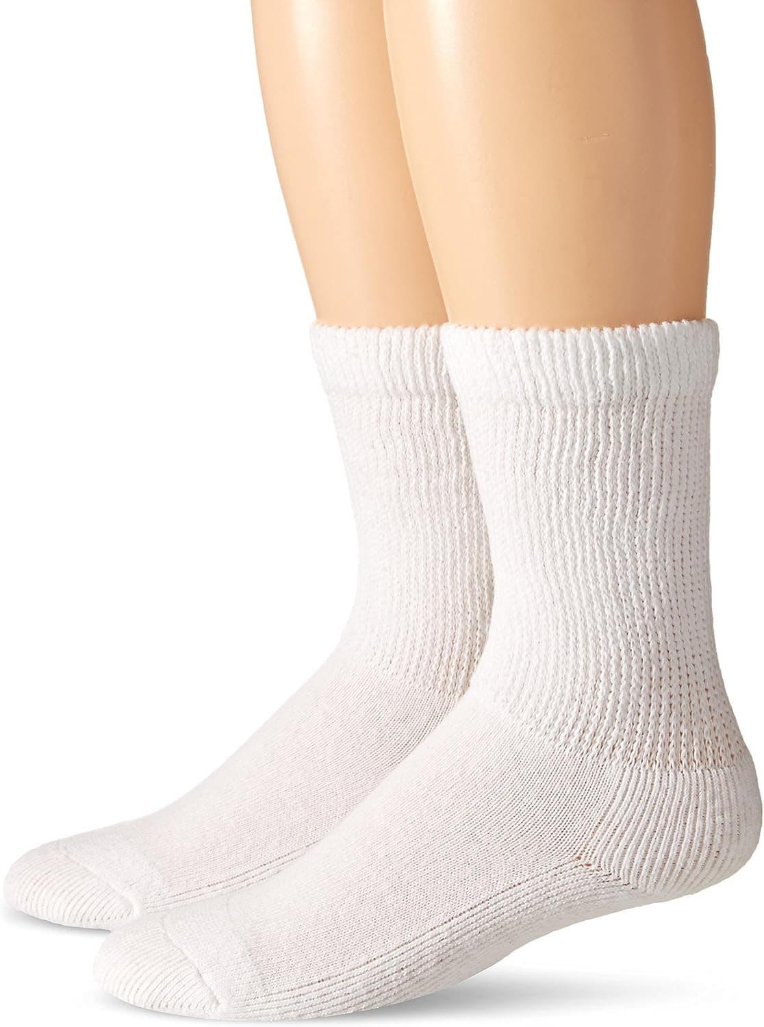 Carolina Ultimate Men's Diabetic Non-Binding Crew Socks 2 Pack, White, Large