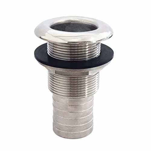 NRCXRC Marine Grade 316 Stainless Steel Barbed Standard Length Straight 114IN ID ThruHull with Nut Custom Gasket for Boat Owners