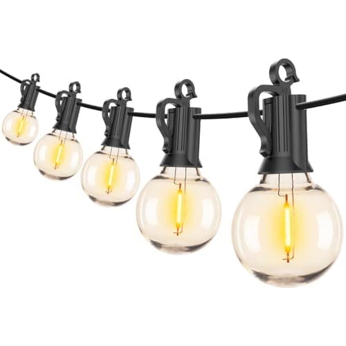 Brightown LED String Lights Outdoor 100Ft Waterproof G40 Patio Lights with 104(4 Spare) Led Shatterproof Bulbs, LED Globe Hanging Light for Porch Bistro Balcony Backyard Decor, E12 Socket, 2200K